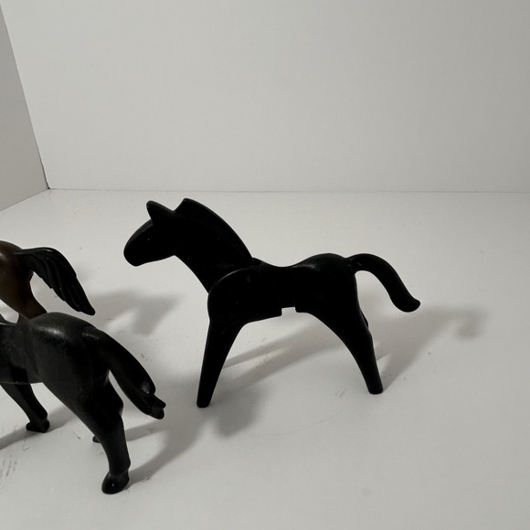 Vintage Playmobil Horses Lot of 3 Geobra 1974 Black Brown Figures Replacement - Picture 2 of 5